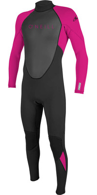 2025 O'Neill Youth Reactor II 3/2mm Back Zip Wetsuit 5044 - Black / Berry